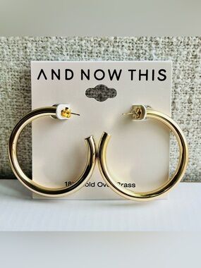 And Now This Medium Tube C Hoop Earring in 18K Gold Plate